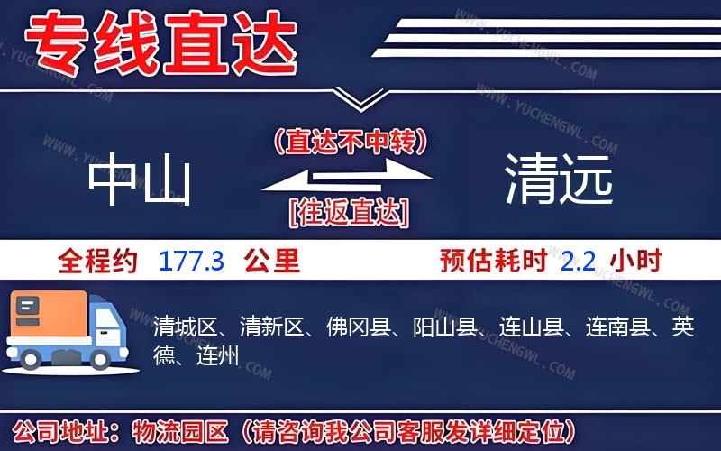 中山到清遠物流公司