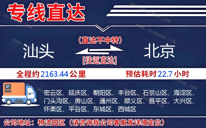 汕頭到北京物流公司