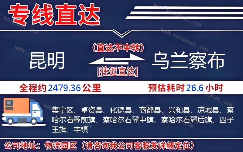 昆明到烏蘭察布物流公司