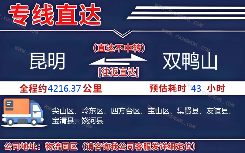 昆明到雙鴨山物流公司