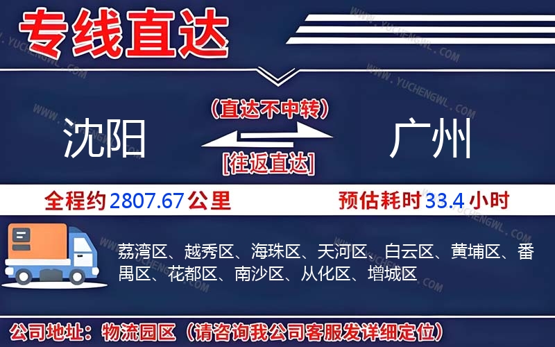 沈陽到廣州物流公司