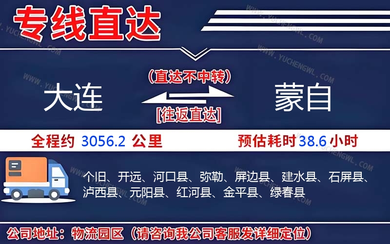 大連到蒙自物流公司