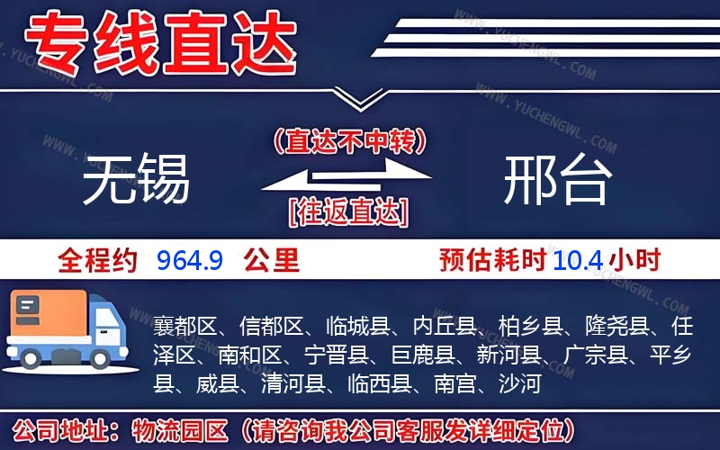 無錫到邢臺物流公司