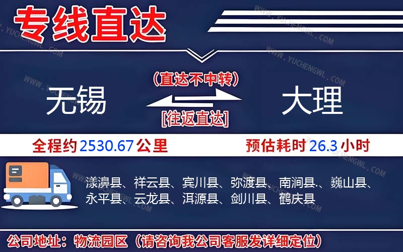 無錫到大理物流公司