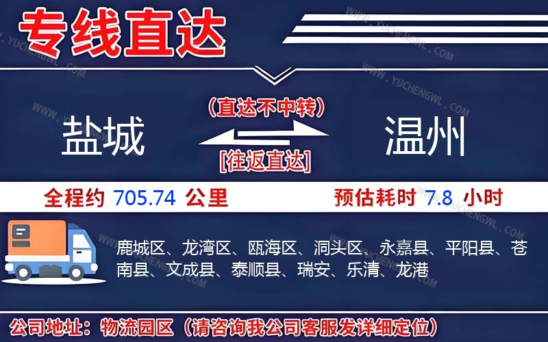 鹽城到溫州物流公司