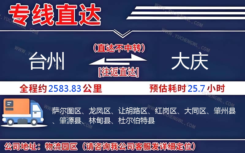 臺(tái)州到大慶物流公司