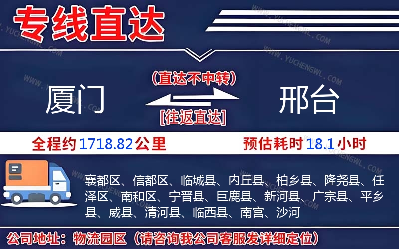 廈門到邢臺物流公司