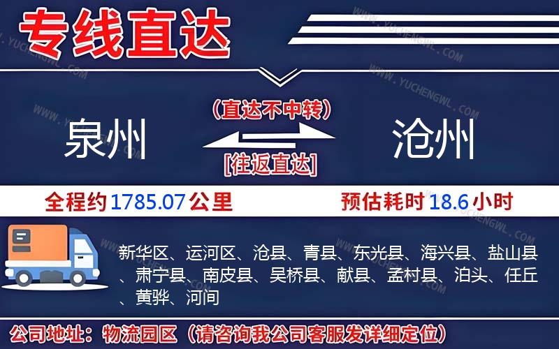 泉州到滄州物流公司