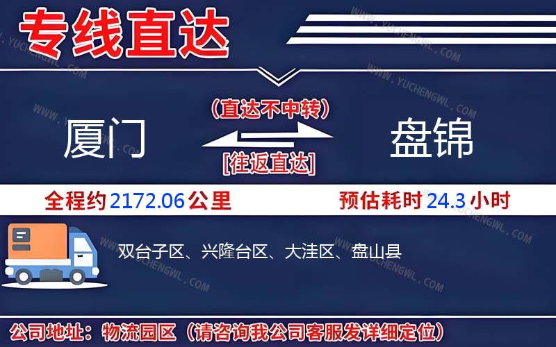 廈門到盤錦物流公司