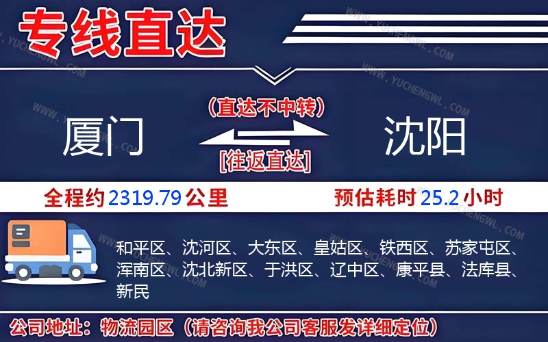 廈門到沈陽物流公司