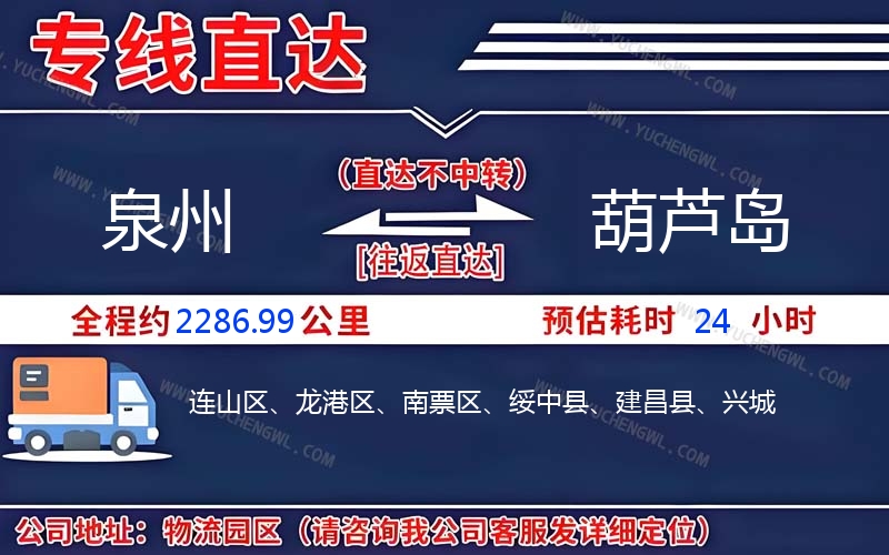 泉州到葫蘆島物流公司