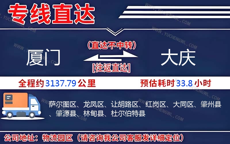 廈門到大慶物流公司