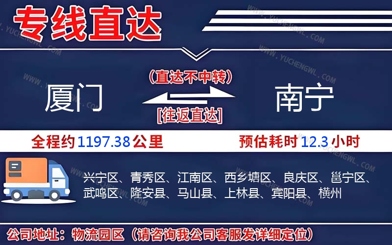 廈門到南寧物流公司