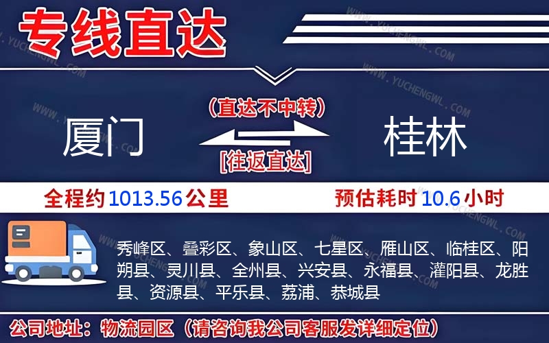 廈門到桂林物流公司